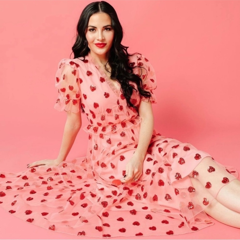 Rachel Parcell Sequin Heart Tulle MIDI Dress XXL - Picture 4 of 4